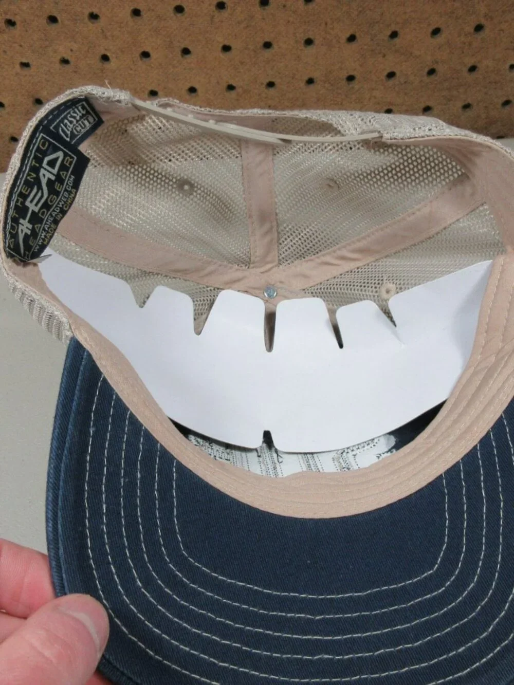 Ahead mens navy an tan distressed Soggy Dollar Bar SDB snapback hat OS NWT